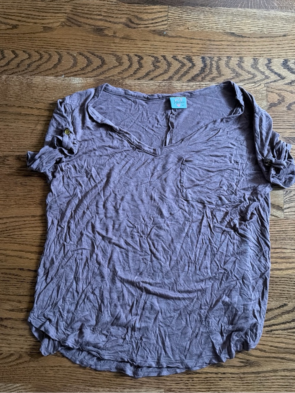 Lightweight V-Neck Short Sleeve Tee in Dusty Mauve by No Boundaries